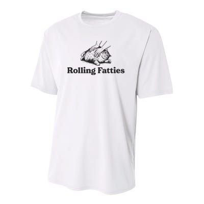 Rolling Fatties Funny Cat Lover Youth Performance Sprint T-Shirt