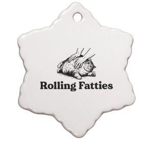 Rolling Fatties Funny Cat Lover Ceramic Star Ornament