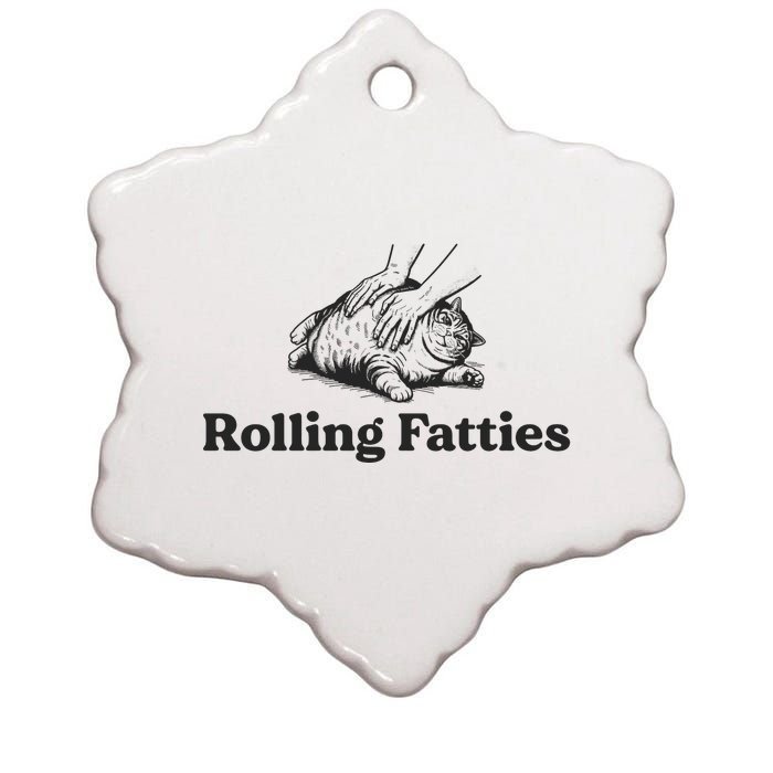 Rolling Fatties Funny Cat Lover Ceramic Star Ornament