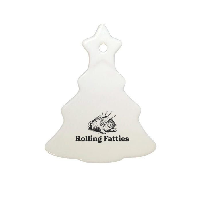 Rolling Fatties Funny Cat Lover Ceramic Tree Ornament