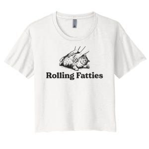 Rolling Fatties Funny Cat Lover Women's Crop Top Tee