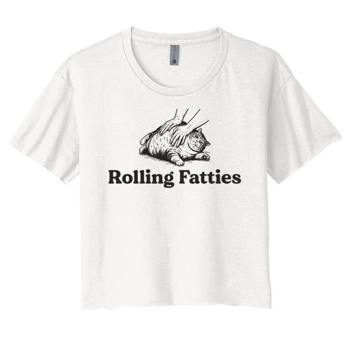 Rolling Fatties Funny Cat Lover Women's Crop Top Tee