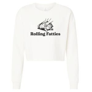 Rolling Fatties Funny Cat Lover Cropped Pullover Crew