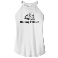 Rolling Fatties Funny Cat Lover Women's Perfect Tri Rocker Tank