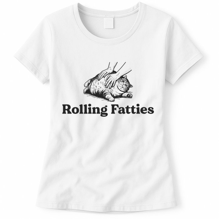 Rolling Fatties Funny Cat Lover Womens T-Shirt