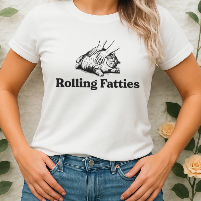 Rolling Fatties Funny Cat Lover Womens T-Shirt