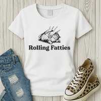Rolling Fatties Funny Cat Lover Womens T-Shirt