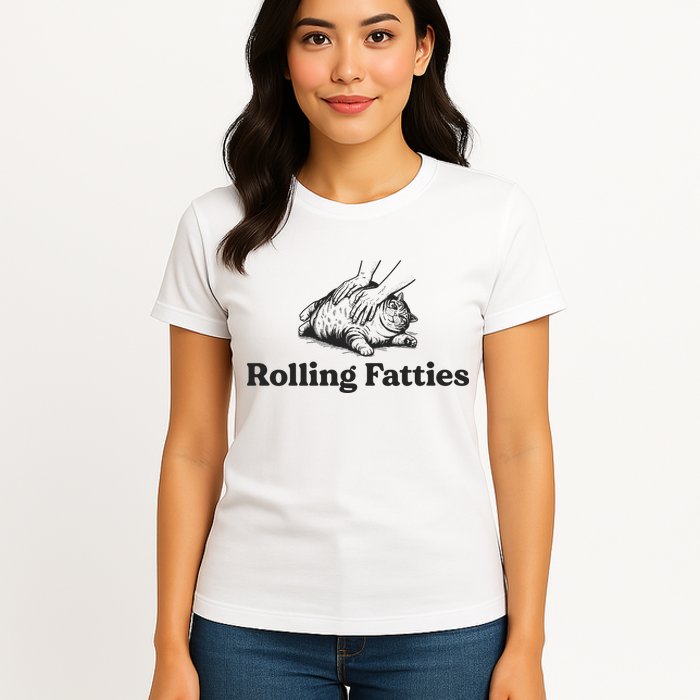 Rolling Fatties Funny Cat Lover Womens T-Shirt