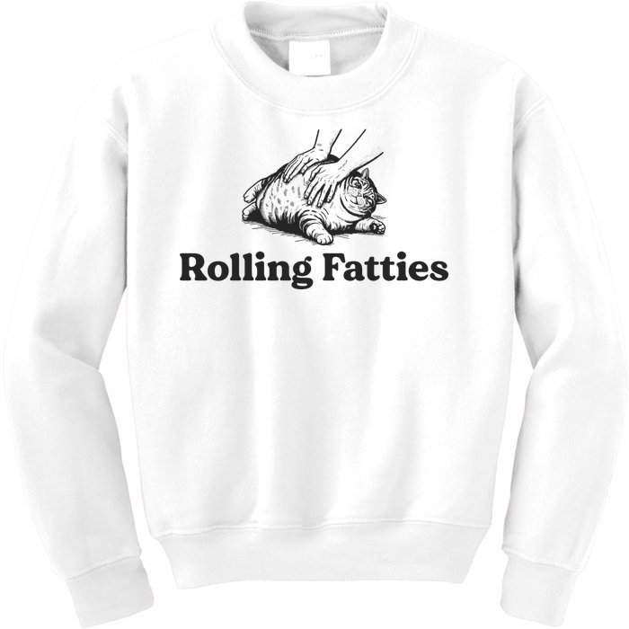 Rolling Fatties Funny Cat Lover Kids Sweatshirt