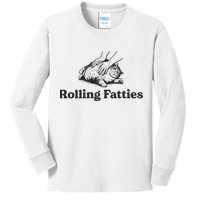 Rolling Fatties Funny Cat Lover Kids Long Sleeve Shirt