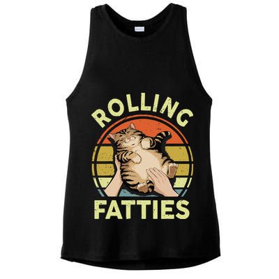 Rolling Fatties Funny Tabby Cat Breed Mom Dad Kitten Retro Ladies PosiCharge Tri-Blend Wicking Tank