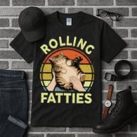 Rolling Fatties Funny Tabby Cat Breed Mom Dad Kitten Retro Tall T-Shirt