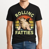 Rolling Fatties Funny Tabby Cat Breed Mom Dad Kitten Retro V-Neck T-Shirt