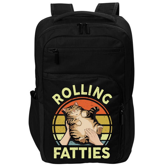 Rolling Fatties Funny Tabby Cat Breed Mom Dad Kitten Retro Impact Tech Backpack