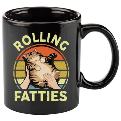 Rolling Fatties Funny Tabby Cat Breed Mom Dad Kitten Retro 11oz C Handle Ceramic Mug