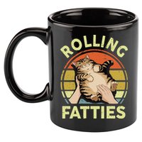 Rolling Fatties Funny Tabby Cat Breed Mom Dad Kitten Retro 11oz C Handle Ceramic Mug