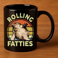 Rolling Fatties Funny Tabby Cat Breed Mom Dad Kitten Retro 11oz C Handle Ceramic Mug