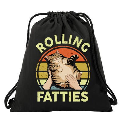 Rolling Fatties Funny Tabby Cat Breed Mom Dad Kitten Retro Drawstring Bag