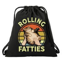 Rolling Fatties Funny Tabby Cat Breed Mom Dad Kitten Retro Drawstring Bag
