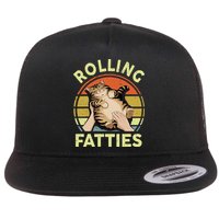 Rolling Fatties Funny Tabby Cat Breed Mom Dad Kitten Retro Flat Bill Trucker Hat