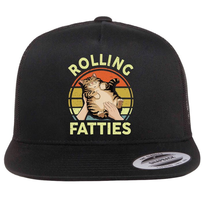Rolling Fatties Funny Tabby Cat Breed Mom Dad Kitten Retro Flat Bill Trucker Hat
