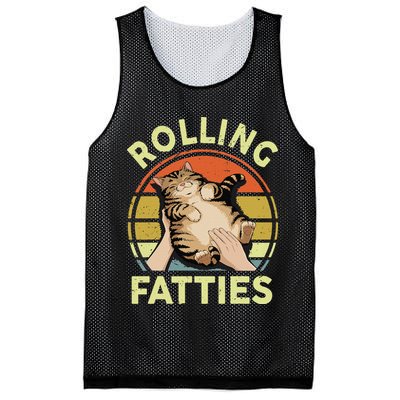 Rolling Fatties Funny Tabby Cat Breed Mom Dad Kitten Retro Mesh Reversible Basketball Jersey Tank
