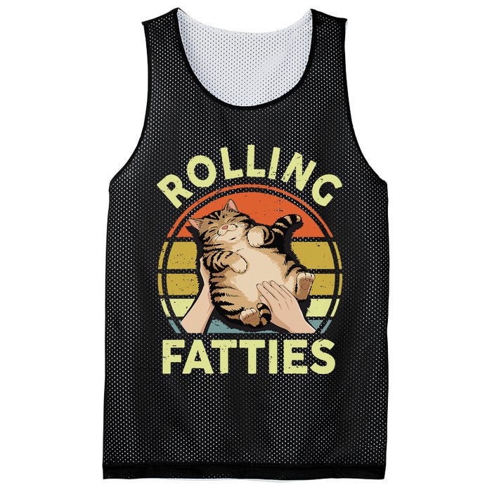 Rolling Fatties Funny Tabby Cat Breed Mom Dad Kitten Retro Mesh Reversible Basketball Jersey Tank