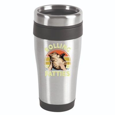 Rolling Fatties Funny Tabby Cat Breed Mom Dad Kitten Retro 16oz Travel Tumbler