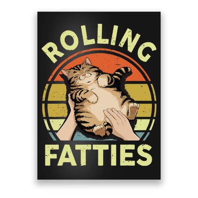 Rolling Fatties Funny Tabby Cat Breed Mom Dad Kitten Retro Poster