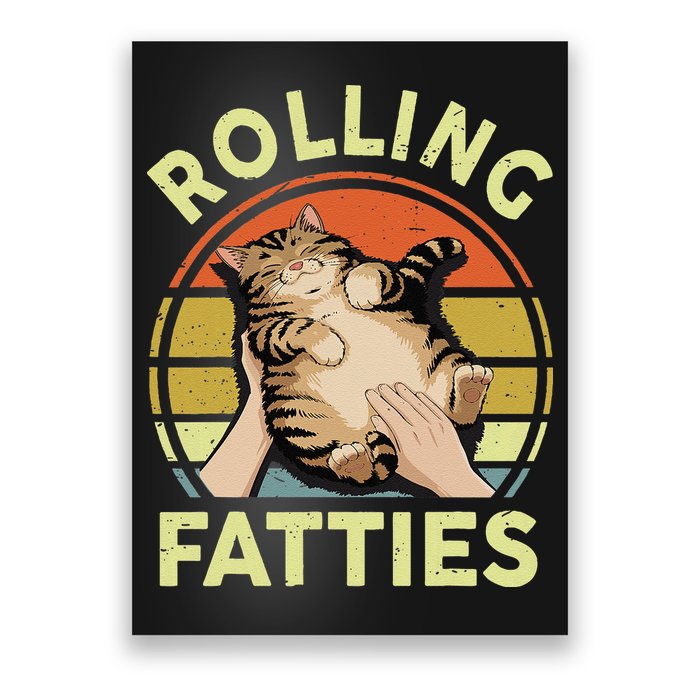 Rolling Fatties Funny Tabby Cat Breed Mom Dad Kitten Retro Poster