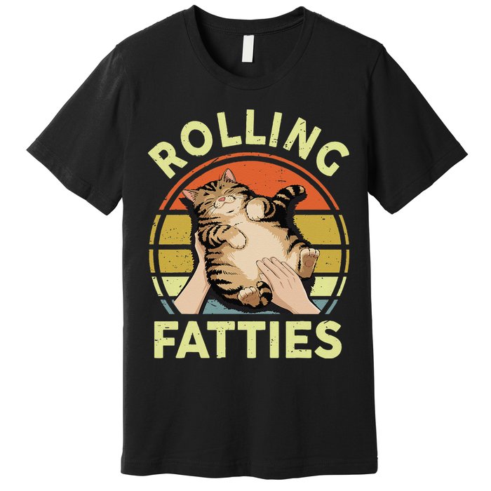 Rolling Fatties Funny Tabby Cat Breed Mom Dad Kitten Retro Premium T-Shirt