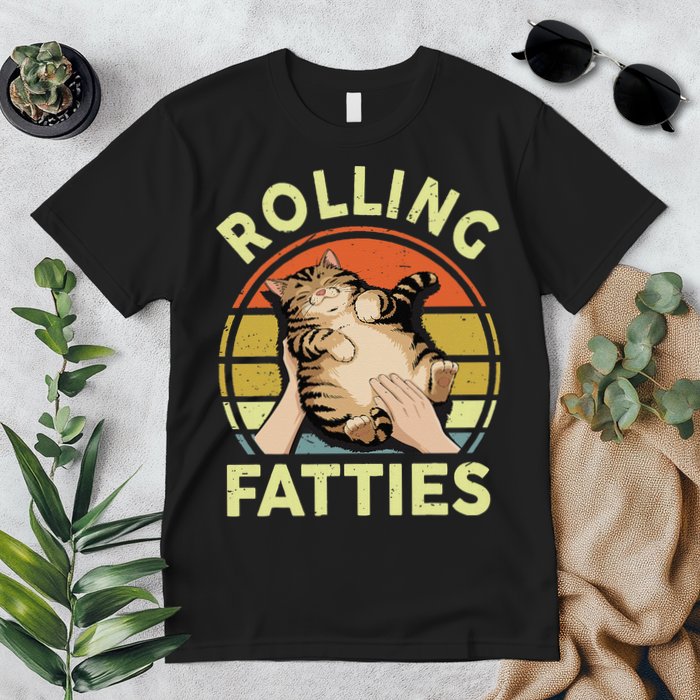 Rolling Fatties Funny Tabby Cat Breed Mom Dad Kitten Retro Premium T-Shirt