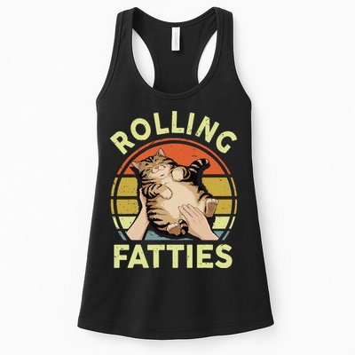 Rolling Fatties Funny Tabby Cat Breed Mom Dad Kitten Retro Womens Tank Top