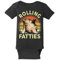 Rolling Fatties Funny Tabby Cat Breed Mom Dad Kitten Retro Baby Bodysuit