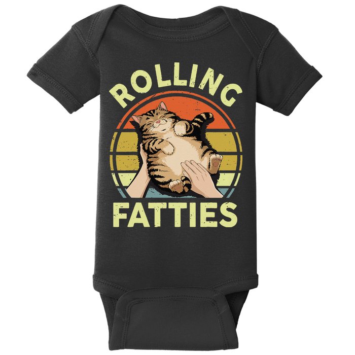 Rolling Fatties Funny Tabby Cat Breed Mom Dad Kitten Retro Baby Bodysuit