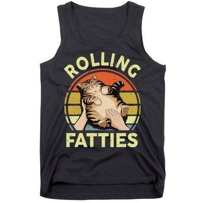 Rolling Fatties Funny Tabby Cat Breed Mom Dad Kitten Retro Tank Top