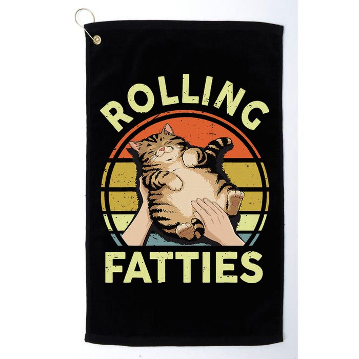 Rolling Fatties Funny Tabby Cat Breed Mom Dad Kitten Retro Golf Towel