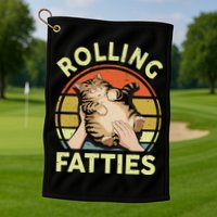 Rolling Fatties Funny Tabby Cat Breed Mom Dad Kitten Retro Golf Towel