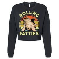 Rolling Fatties Funny Tabby Cat Breed Mom Dad Kitten Retro Cropped Pullover Crew