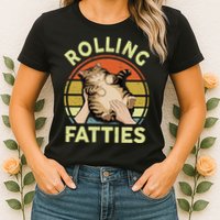 Rolling Fatties Funny Tabby Cat Breed Mom Dad Kitten Retro Womens T-Shirt
