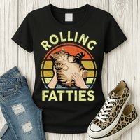 Rolling Fatties Funny Tabby Cat Breed Mom Dad Kitten Retro Womens T-Shirt