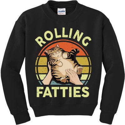 Rolling Fatties Funny Tabby Cat Breed Mom Dad Kitten Retro Kids Sweatshirt