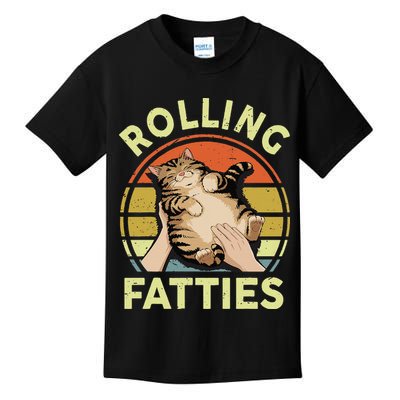 Rolling Fatties Funny Tabby Cat Breed Mom Dad Kitten Retro Kids T-Shirt