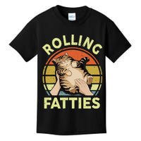 Rolling Fatties Funny Tabby Cat Breed Mom Dad Kitten Retro Kids T-Shirt