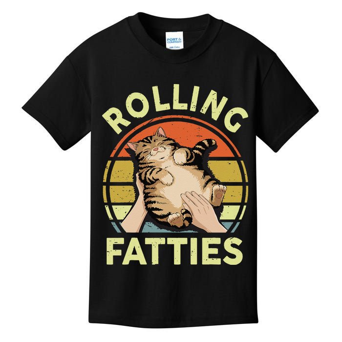 Rolling Fatties Funny Tabby Cat Breed Mom Dad Kitten Retro Kids T-Shirt