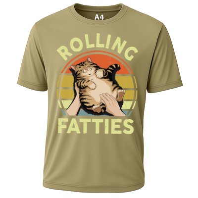 Rolling Fatties Funny Tabby Cat Breed Mom Dad Kitten Retro Cooling Performance Crew T-Shirt