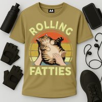 Rolling Fatties Funny Tabby Cat Breed Mom Dad Kitten Retro Cooling Performance Crew T-Shirt