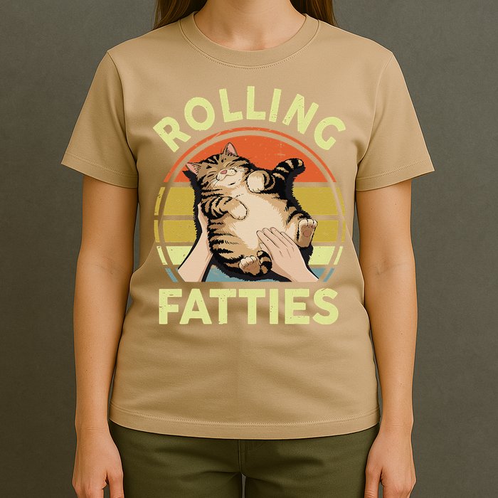 Rolling Fatties Funny Tabby Cat Breed Mom Dad Kitten Retro T-Shirt