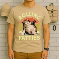 Rolling Fatties Funny Tabby Cat Breed Mom Dad Kitten Retro T-Shirt