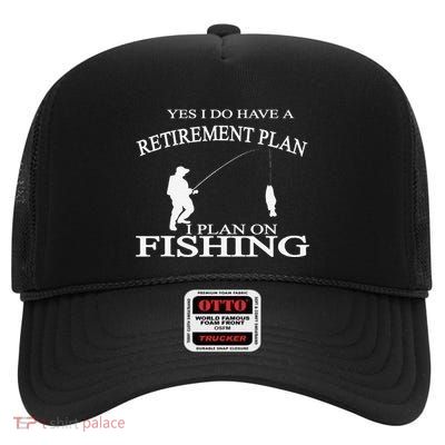 Retirement Funny Fishing Retired Fisherman High Crown Mesh Back Trucker Hat